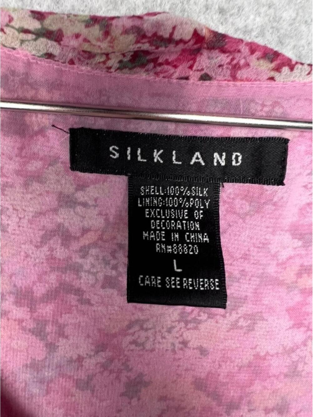 Silkland Silk Sheer Pink Floral Ruffle Dainty L Fairy Y2K Boho Coquette Dolce - Picture 5 of 7